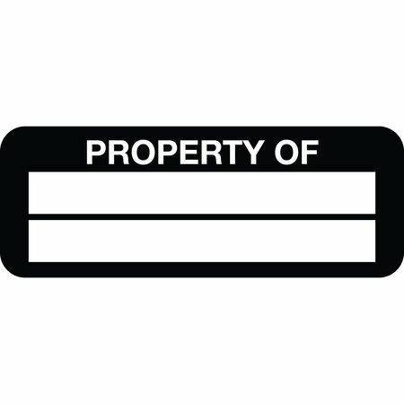 LUSTRE-CAL Property ID Label PROPERTY OF Polyester Black 2in x 0.75in  2 Blank # Pads, 100PK 253744Pe2K0000